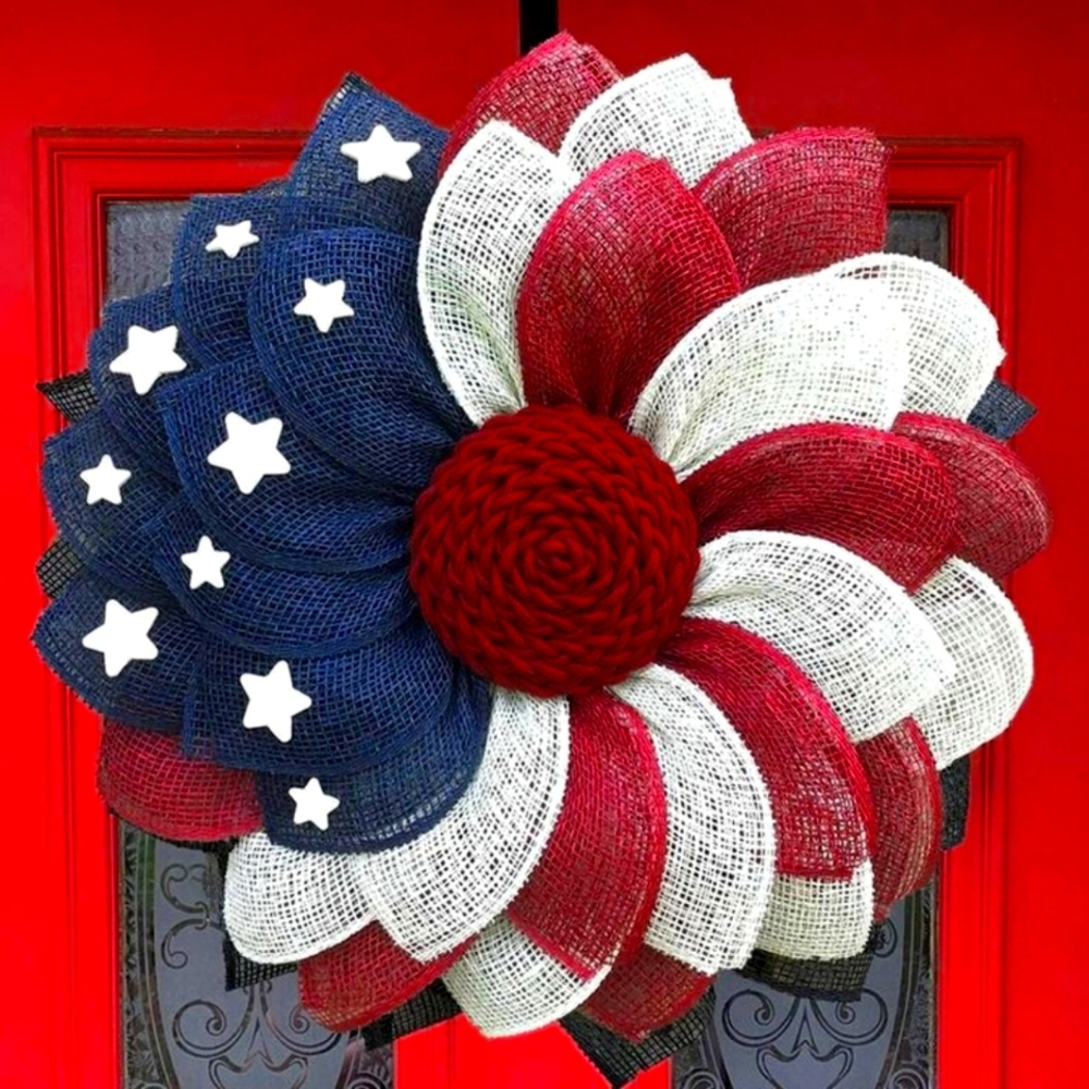 Large handmade beautiful 4th of july sunflower wreath